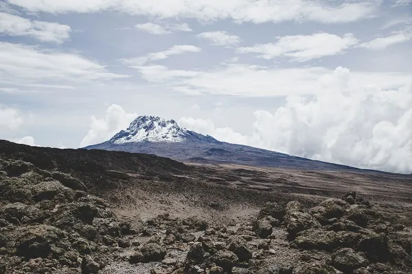 Kilimanjaro crater rim and glaciers above the clouds